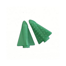 Load image into Gallery viewer, Image is of Green Rocket Shaped Chew Pencil Toppers with raised lines and raised bumps.

